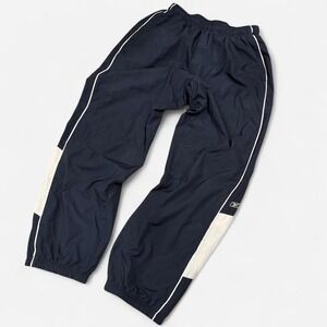 Reebok Men's Navy Blue Track Pants White Stripe Logo Nike Style Joggers